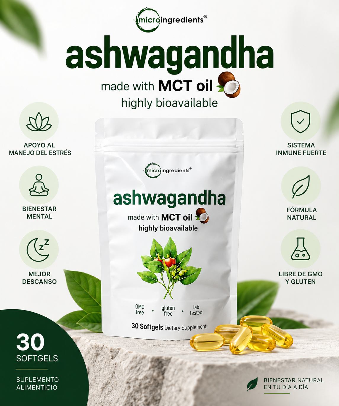 Ashwagandha en cápsulas blandas