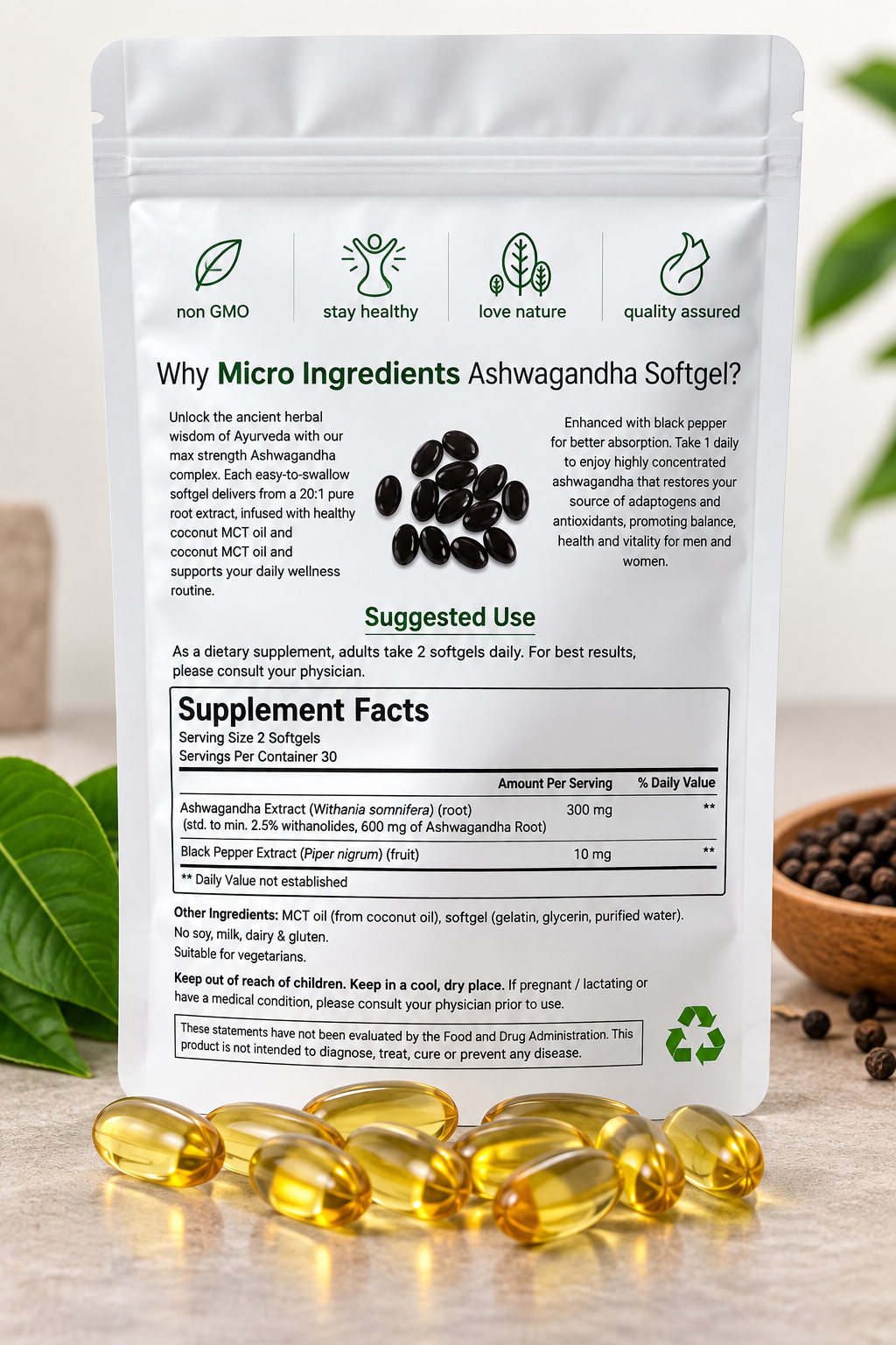 Ashwagandha en cápsulas blandas